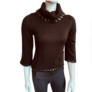 Nancy Yang New York Pullover Black Cowl Neck Sweater Size S